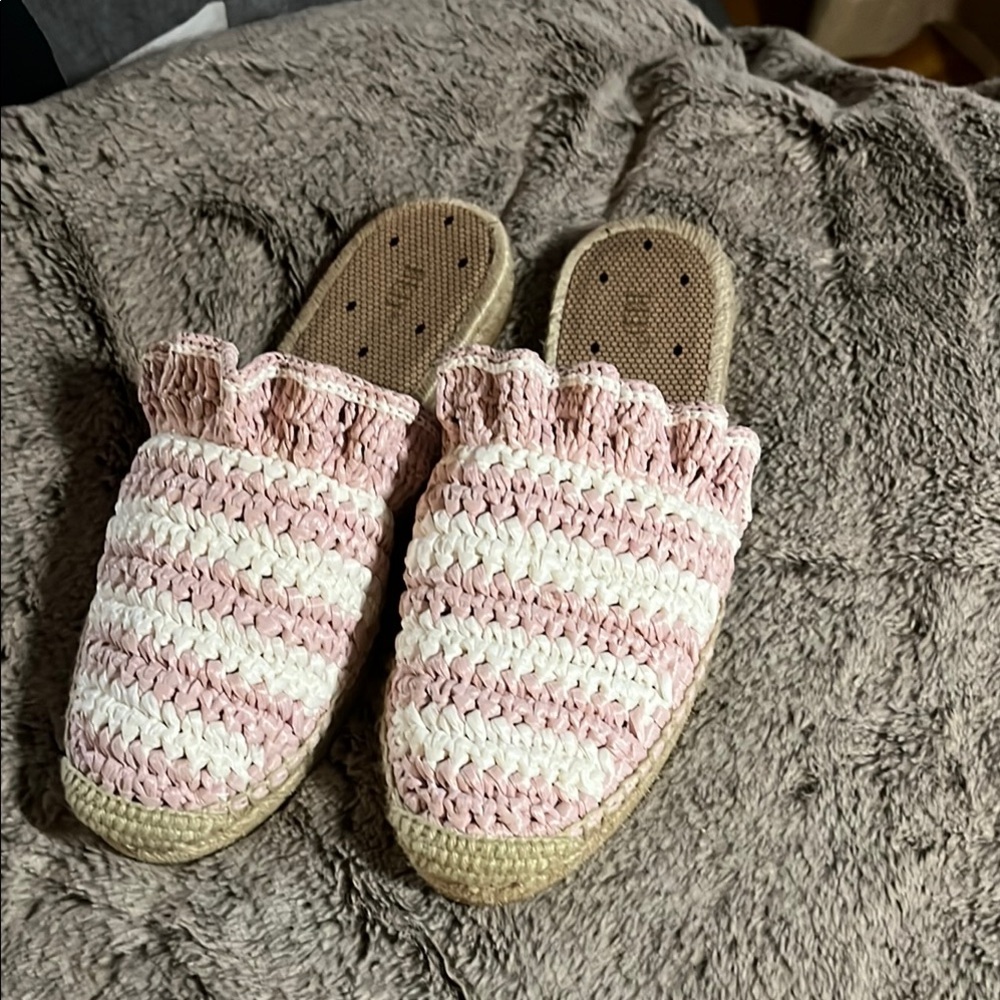 RED Valentino Pink and White Mules with Knit Design